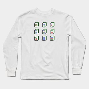 Mahjong Tiles Dots Suit 麻雀筒子 - Wheels, Circles, Coins, Stones, Marbles, Balls | I Love Mahjong | Cantonese Sticker Long Sleeve T-Shirt